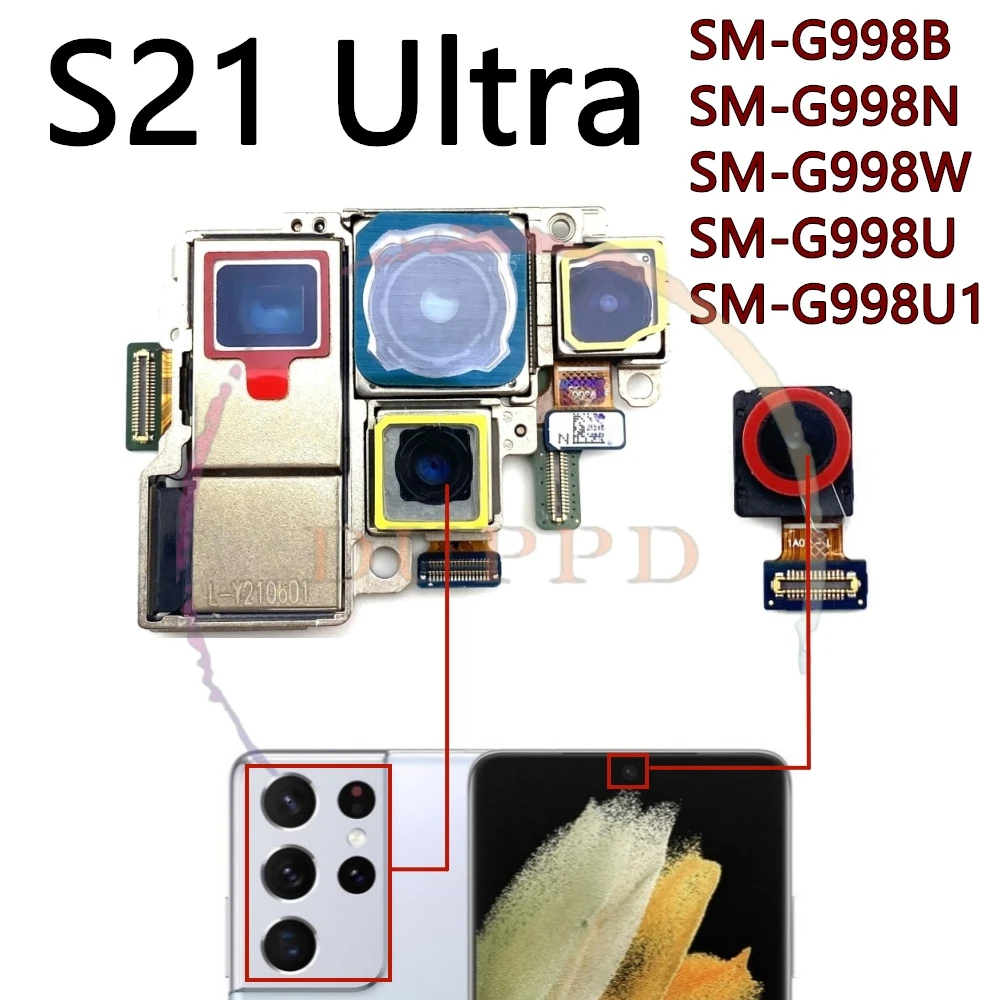 Полный комплект передней и задней камеры для Samsung Galaxy S21 Ultra 5G G998B G998U, передний модуль задней камеры для селфи, запасные части
Полный комплект передней и задней камеры для Samsung Galaxy S21 Ultra 5G G998B G998U, передний модуль задней камеры для селфи, запасные части