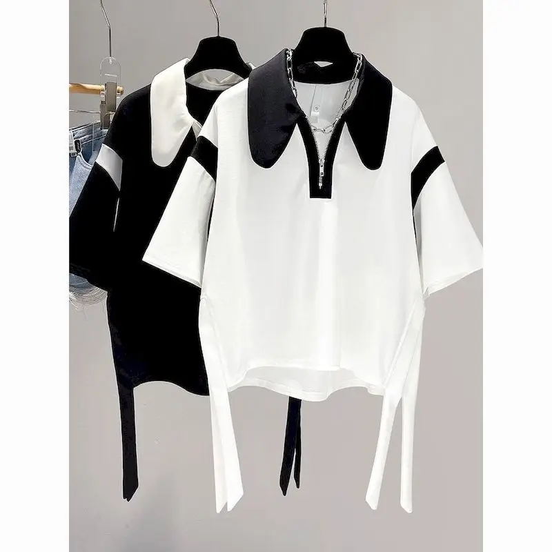 Oversized T Shirts Women Fashion Patchwork Short Sleeve T-shirt Summer Trend Thin Polo Tshirt Loose Niche Design Top Y2k Clothes
Oversized T Shirts Women Fashion Patchwork Short Sleeve T-shirt Summer Trend Thin Polo Tshirt Loose Niche Design Top Y2k Clothes