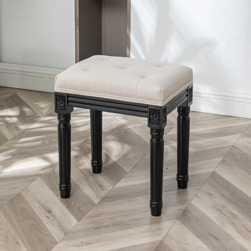 Furniture for small-sized apartments stool black retro leather bedroom home fabric engraved stool
Furniture for small-sized apartments stool black retro leather bedroom home fabric engraved stool