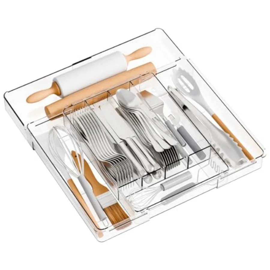 Acrylic Clear Expandable Kitchen Utensil Drawer Organizer and Silverware Organizer, BPA FREE Adjustable Silverware Tray for Dra
Acrylic Clear Expandable Kitchen Utensil Drawer Organizer and Silverware Organizer, BPA FREE Adjustable Silverware Tray for Dra