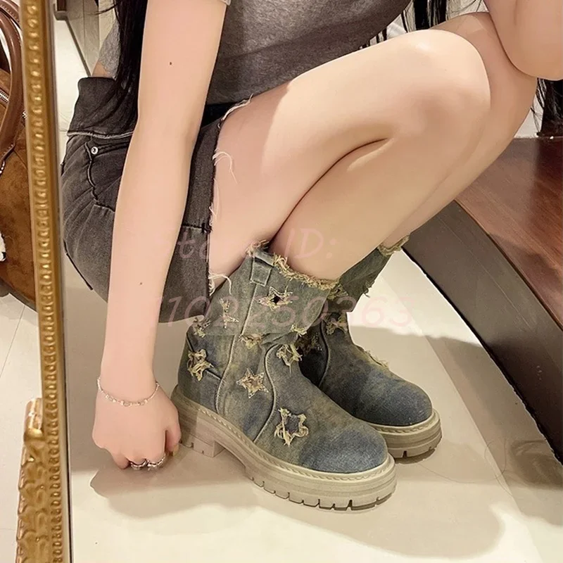 Hollow Star Cowboy Mid-calf Short Boots Solid Round Toe Suede Women Summer 2024 Thick-sole Western Ankle Boots Street Style
Hollow Star Cowboy Mid-calf Short Boots Solid Round Toe Suede Women Summer 2024 Thick-sole Western Ankle Boots Street Style