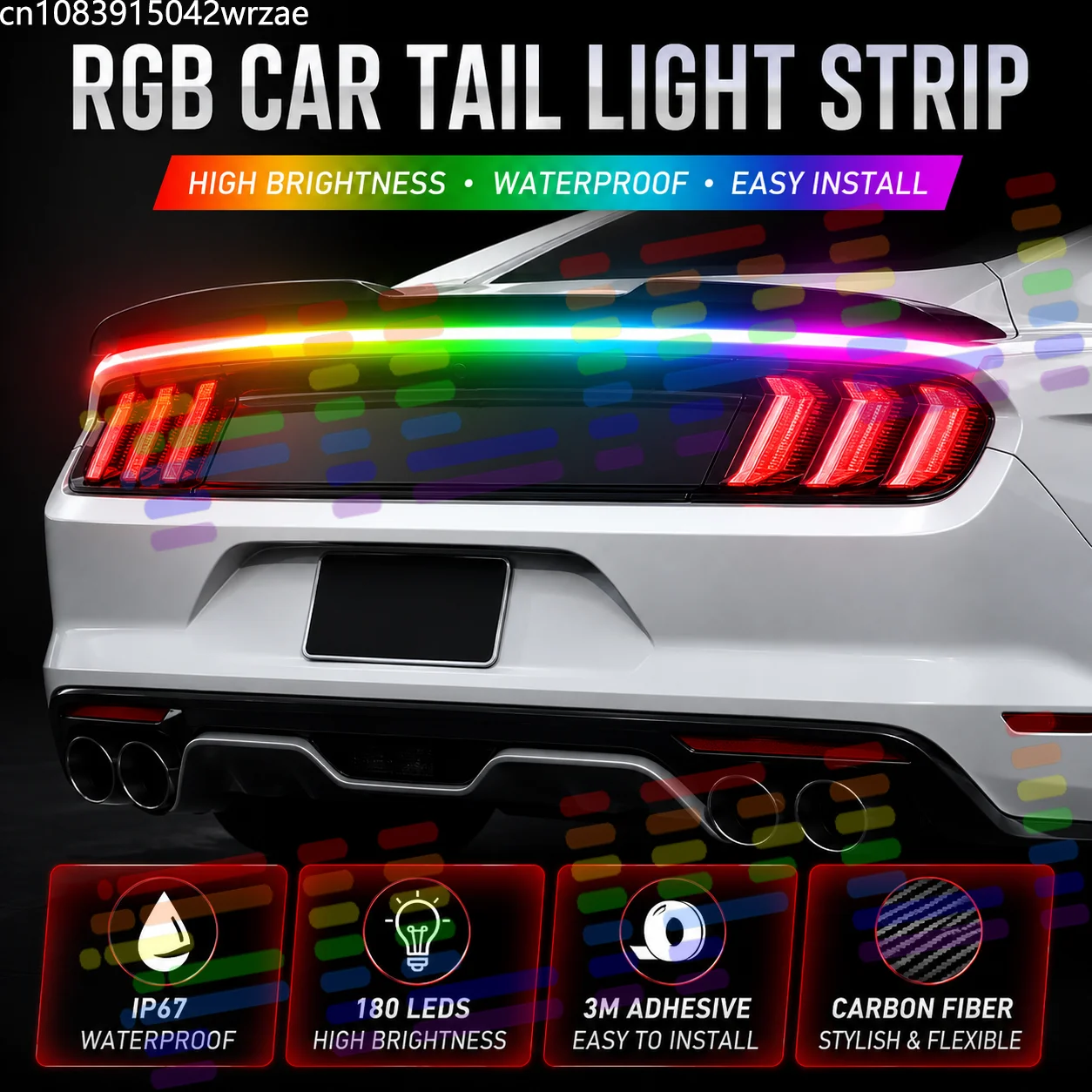 1.3M Led Spoiler Light Car Turn Signal Driving Brake Modes Color water proof Car Rear Spoiler Light Supports Remote Control
1.3M Led Spoiler Light Car Turn Signal Driving Brake Modes Color water proof Car Rear Spoiler Light Supports Remote Control