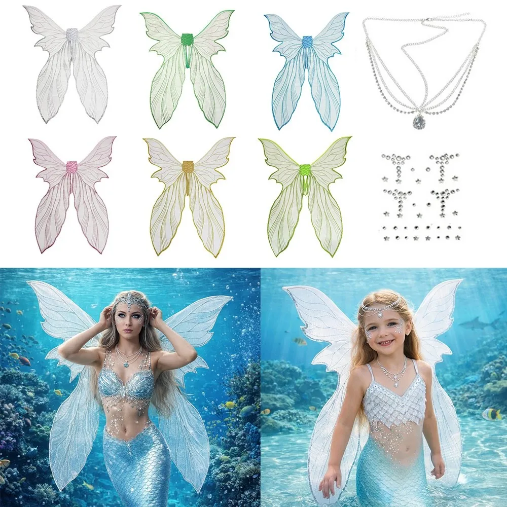 Magical Mermaid Fairy Wings With Stickers Headpiece Butterfly Costume Wings Colorful Dress Up Wings for Women Girls
Magical Mermaid Fairy Wings With Stickers Headpiece Butterfly Costume Wings Colorful Dress Up Wings for Women Girls