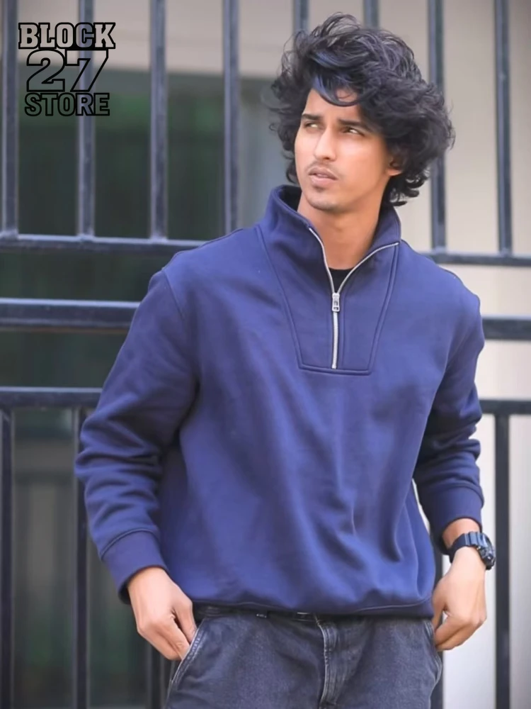 Mens Hoodie Harajuku Spring New Half Zip Fleece Sweatshirt Casual Loose Fit Stand Collar Pullover Warm Streetwear Fashion Style
Mens Hoodie Harajuku Spring New Half Zip Fleece Sweatshirt Casual Loose Fit Stand Collar Pullover Warm Streetwear Fashion Style