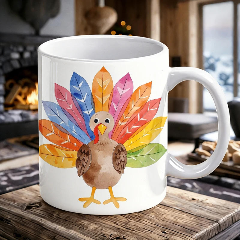 11 oz Colored Turkey Handle Ceramic Mug, Full-Print Pattern Coffee Mug, Insulated Milk Cup, Water Cup for Office, Fade-Resistant
11 oz Colored Turkey Handle Ceramic Mug, Full-Print Pattern Coffee Mug, Insulated Milk Cup, Water Cup for Office, Fade-Resistant