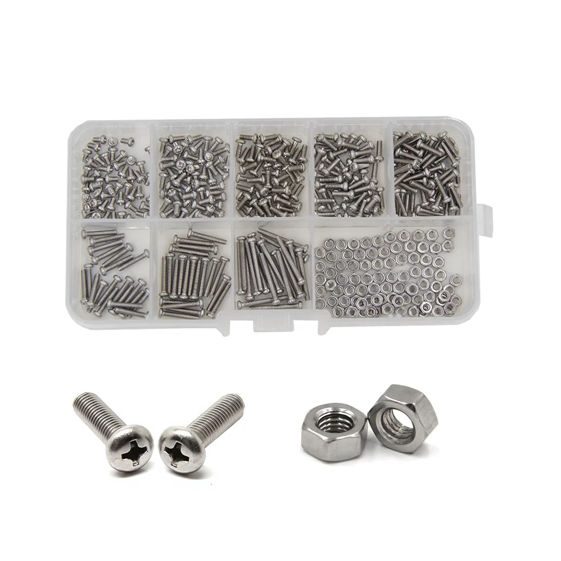 M1.2, M1.4, M1.6, M3, M4 GB818 304 Stainless Steel Cross Phillips Pan Head Screws and Nuts Assorted Set
M1.2, M1.4, M1.6, M3, M4 GB818 304 Stainless Steel Cross Phillips Pan Head Screws and Nuts Assorted Set