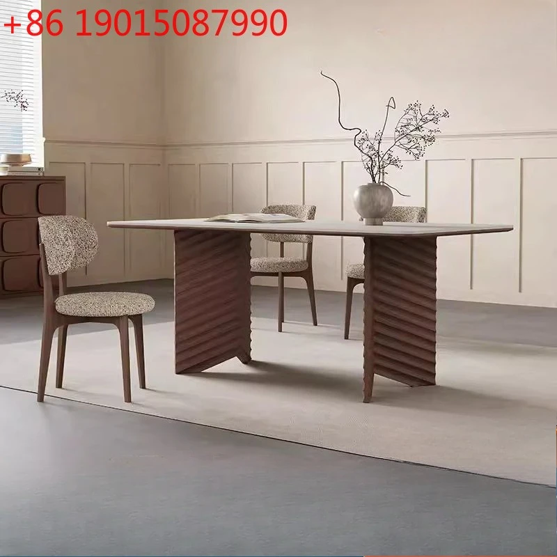 Medieval style solid wood rock slab dining table rectangular oak walnut color, quiet wind household living room
Medieval style solid wood rock slab dining table rectangular oak walnut color, quiet wind household living room