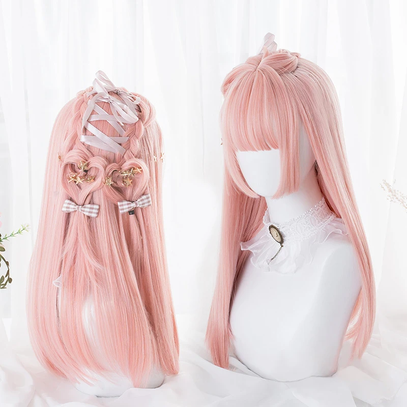 22" Synthetic Wig Women Pink Color Lolita Wigs Halloween Party Hime Cut Bangs Hair Extensions MUMUPI
22" Synthetic Wig Women Pink Color Lolita Wigs Halloween Party Hime Cut Bangs Hair Extensions MUMUPI