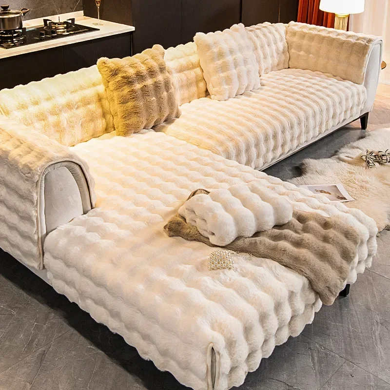 New Rabbit Plush Sofa Cushion Winter Couch Cushion Non-slip Leather Sofa Cover Thickening L-shaped Corner Solid Color Sofa Cover
New Rabbit Plush Sofa Cushion Winter Couch Cushion Non-slip Leather Sofa Cover Thickening L-shaped Corner Solid Color Sofa Cover