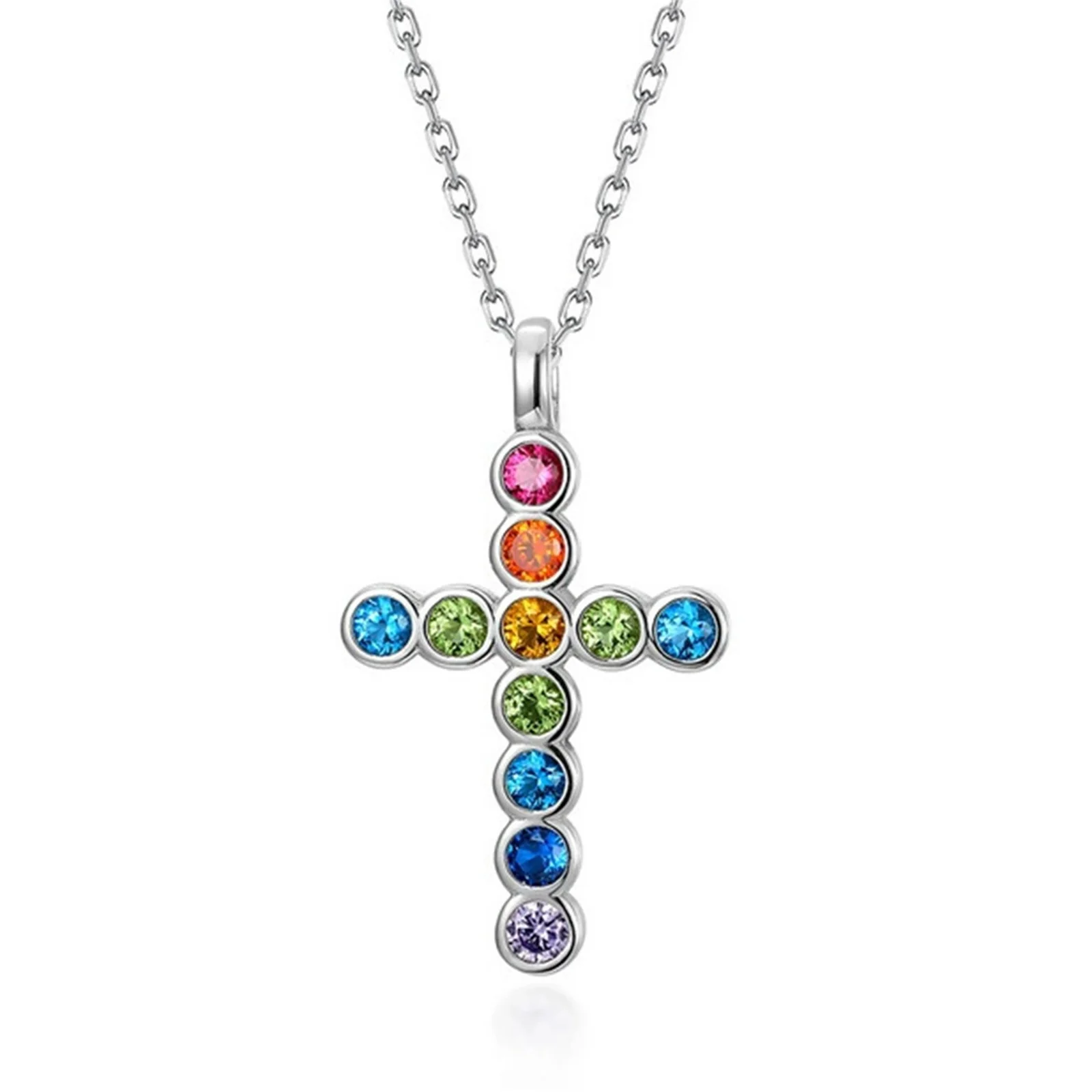 Rainbow Cross Pendant Necklace Sterling Silver 925 with Colorful Zircon for Women Girls New Arrival
Rainbow Cross Pendant Necklace Sterling Silver 925 with Colorful Zircon for Women Girls New Arrival