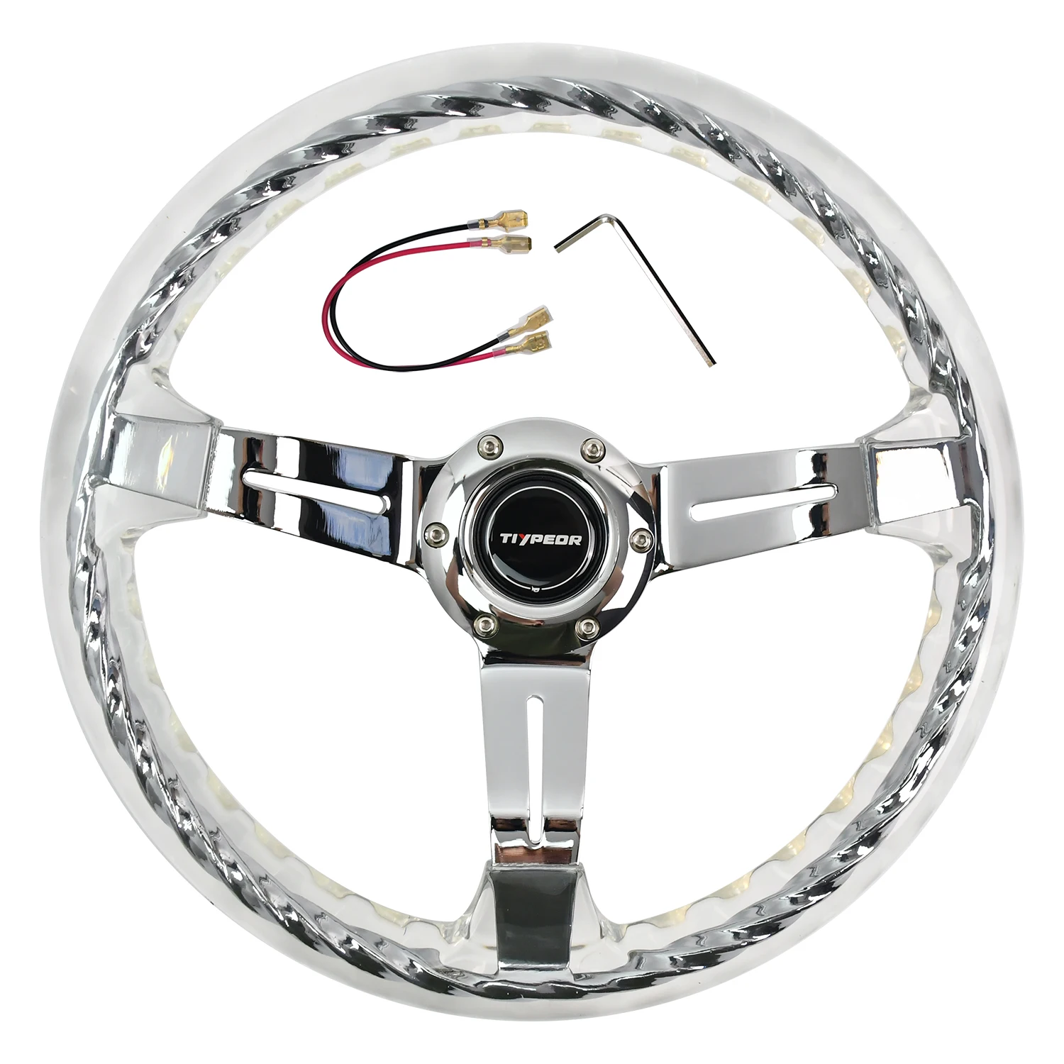 Transparent Acrylic Spiral Steel Ring Transparent Steering Wheel tiypeor Brand Diameter 330mm/ 13inch Japanese Steering Wheel
Transparent Acrylic Spiral Steel Ring Transparent Steering Wheel tiypeor Brand Diameter 330mm/ 13inch Japanese Steering Wheel