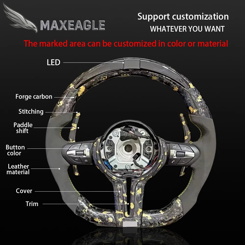 Руль MAXEAGLE для BMW, светодиодный руль из углеродного волокна для автомобилей F31 F30 F10 F32 F20 E92 X6 E71 X5 E70 M3
Руль MAXEAGLE для BMW, светодиодный руль из углеродного волокна для автомобилей F31 F30 F10 F32 F20 E92 X6 E71 X5 E70 M3