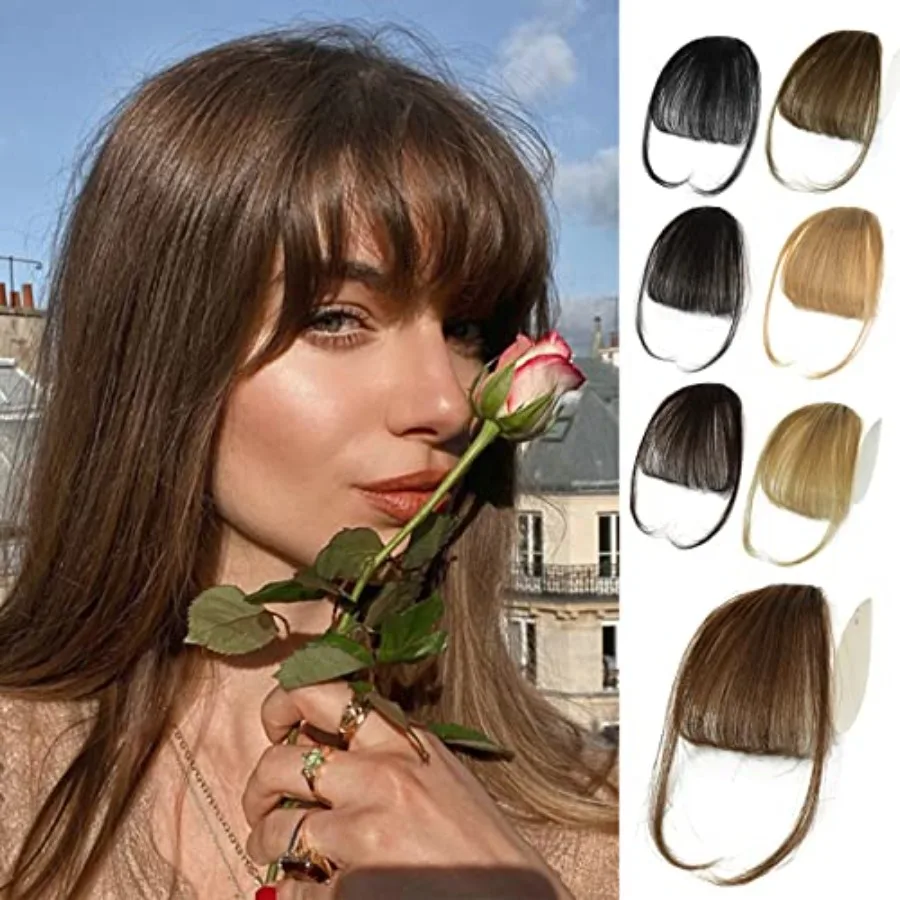 Clip in Bangs Human Hair Medium Brown Wispy Bangs with Temples Fringe Hairpiece Natural Looking Curved Fake Bangs Hair Extensio
Clip in Bangs Human Hair Medium Brown Wispy Bangs with Temples Fringe Hairpiece Natural Looking Curved Fake Bangs Hair Extensio
