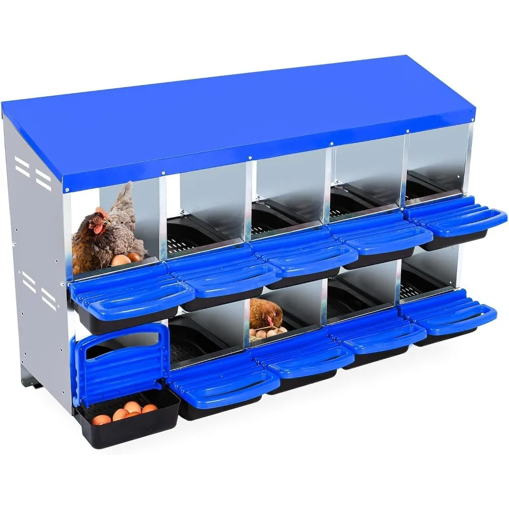Chicken Nesting Boxes 10-Hole Metal Chicken Nesting Box - Heavy Duty Roll Away Design with Lid Cover & Swing Perch, Easy-Clean E
Chicken Nesting Boxes 10-Hole Metal Chicken Nesting Box - Heavy Duty Roll Away Design with Lid Cover & Swing Perch, Easy-Clean E