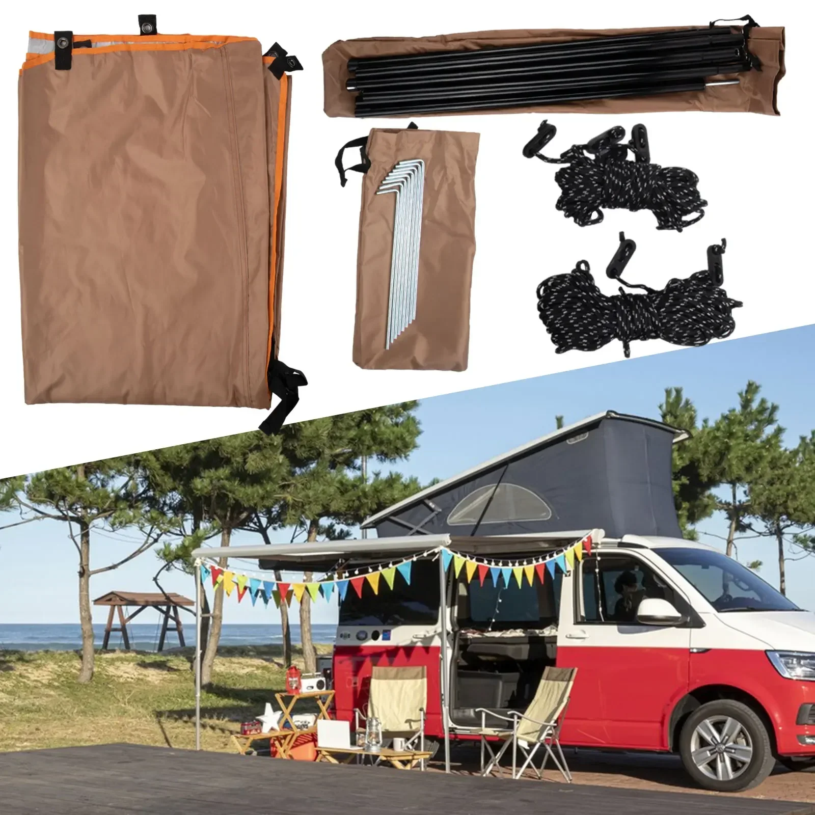 For Overnight Stopovers Freestanding Shelter Sun Canopy Awning For Transporters Khaki Waterproof 210D Polyester Fire Retardant
For Overnight Stopovers Freestanding Shelter Sun Canopy Awning For Transporters Khaki Waterproof 210D Polyester Fire Retardant