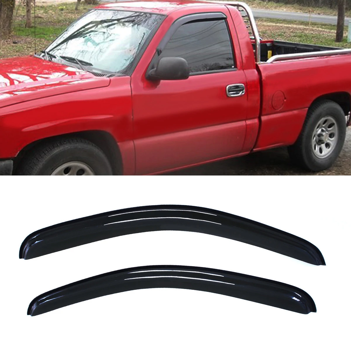 2pcs Vent Shade Window Visors Fit 07-13 Silverado/Sierra 2-Door Standard Cab
2pcs Vent Shade Window Visors Fit 07-13 Silverado/Sierra 2-Door Standard Cab