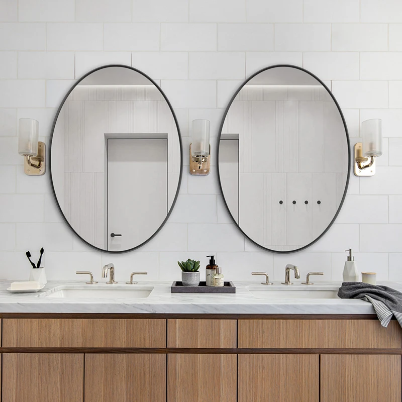 Nordic oval black frame bathroom mirror hotel apartment bathroom vanity High Quality
Nordic oval black frame bathroom mirror hotel apartment bathroom vanity High Quality