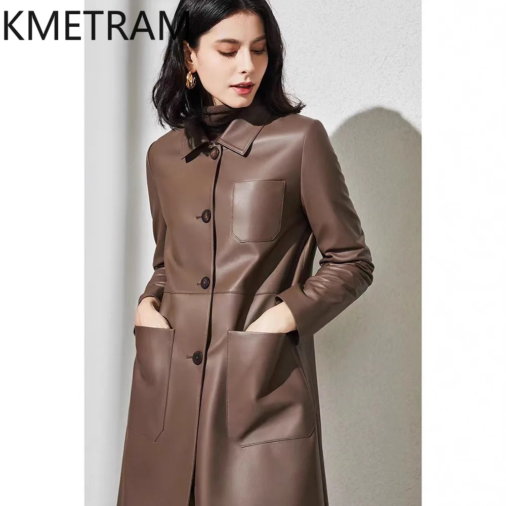 KMETRAM Genuine Sheepskin Leather Jacket Woman Lapel Collar Trench Coat Premium Mid-Length Jackets Autumn Women Clothing 2026 여성
KMETRAM Genuine Sheepskin Leather Jacket Woman Lapel Collar Trench Coat Premium Mid-Length Jackets Autumn Women Clothing 2026 여성