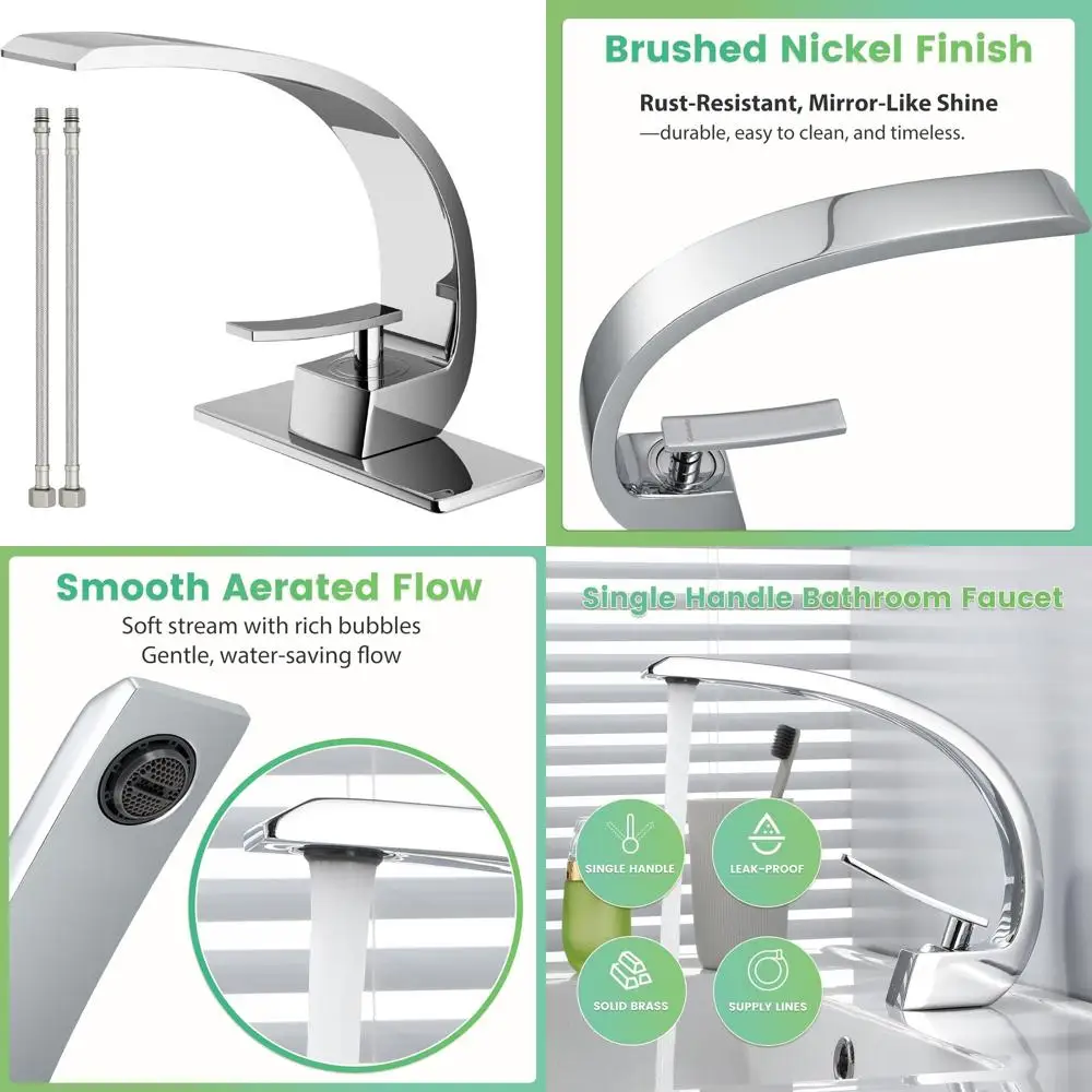 Modern Single Hole 1-Handle Chrome Brass Faucet, Curved Mount Lavatory Mixer Tap
Modern Single Hole 1-Handle Chrome Brass Faucet, Curved Mount Lavatory Mixer Tap