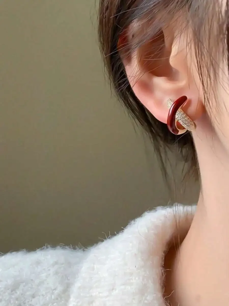 Red Geometric Hoop Earrings With Crystal Accents Trendy Women Fashion Earrings
Red Geometric Hoop Earrings With Crystal Accents Trendy Women Fashion Earrings
