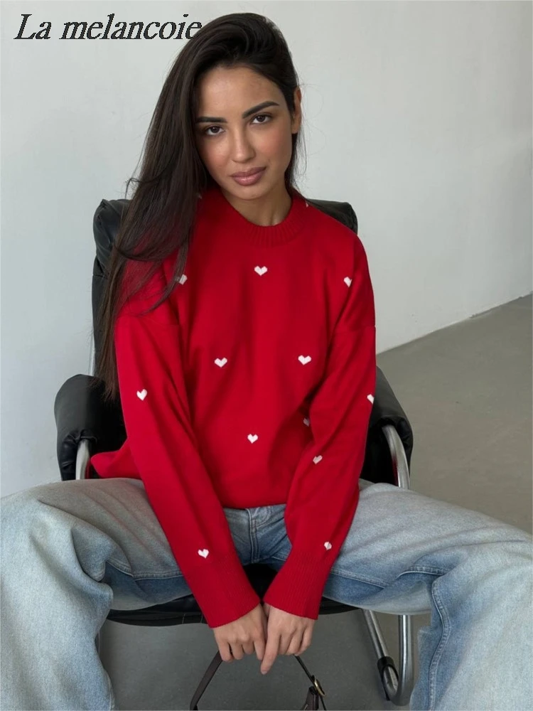 Женский трикотажный свитер с круглым вырезом, с длинным рукавом
Женский трикотажный свитер с круглым вырезом, с длинным рукавом