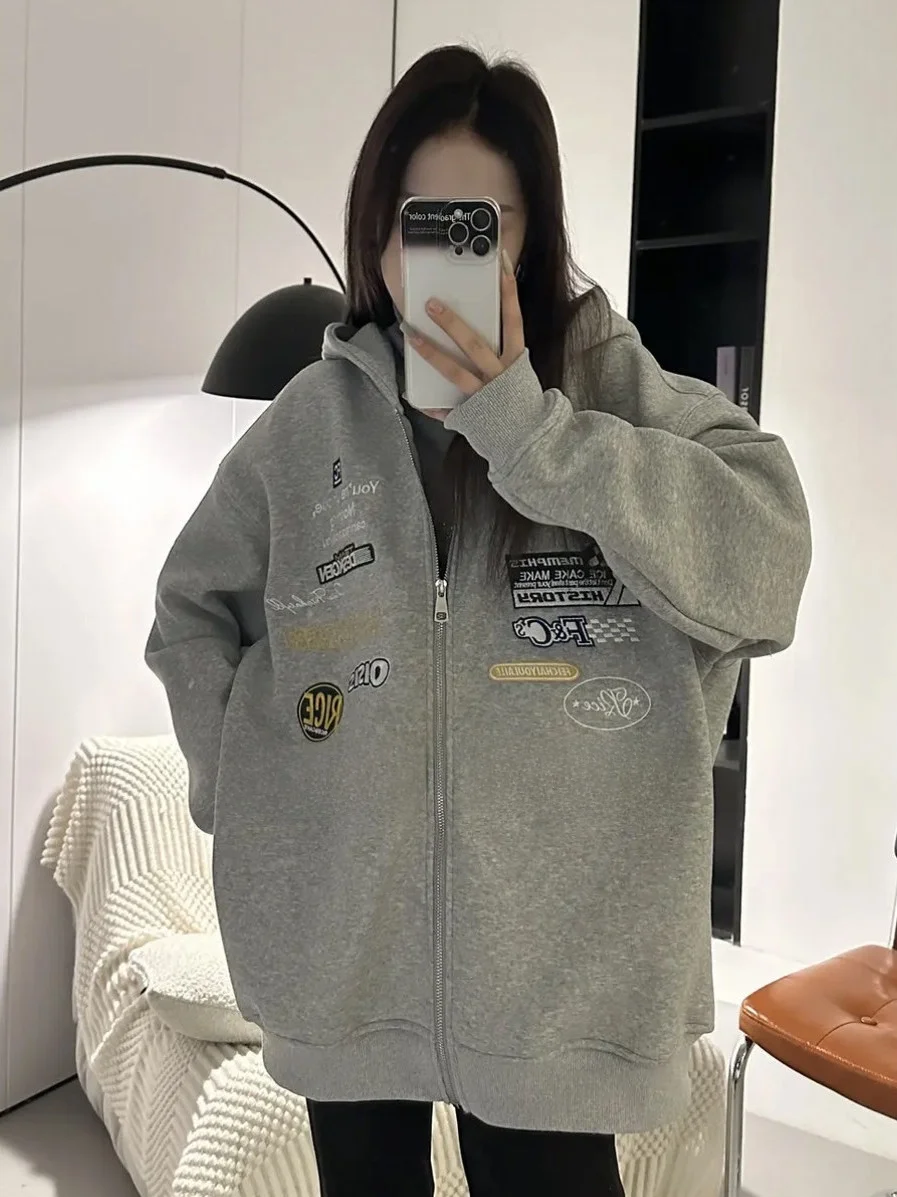 plus Size Fleece Lined Baseball Jacket Hoodie Women's Autumn Winter Plump MM Large Size Embroidered Open Cardigan Coat Ins
plus Size Fleece Lined Baseball Jacket Hoodie Women's Autumn Winter Plump MM Large Size Embroidered Open Cardigan Coat Ins