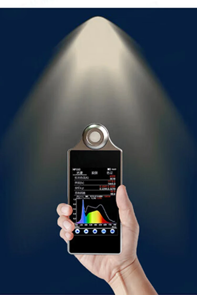 Hot Sale Low Price HP330H 380-780nm Handheld CS Rhythmic Healthy Lighting Spectrometer
Hot Sale Low Price HP330H 380-780nm Handheld CS Rhythmic Healthy Lighting Spectrometer