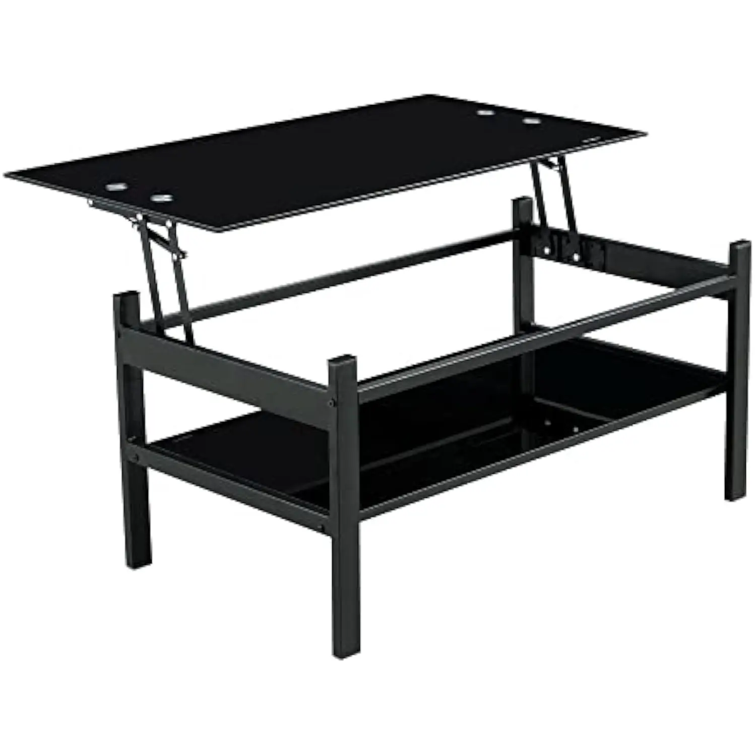 Lift Top Coffee Table 2-Layer Tempered Glass Black Coffee Table Living Room Furniture with Metal Legs & Storage Shelf Coffee Ta
Lift Top Coffee Table 2-Layer Tempered Glass Black Coffee Table Living Room Furniture with Metal Legs & Storage Shelf Coffee Ta