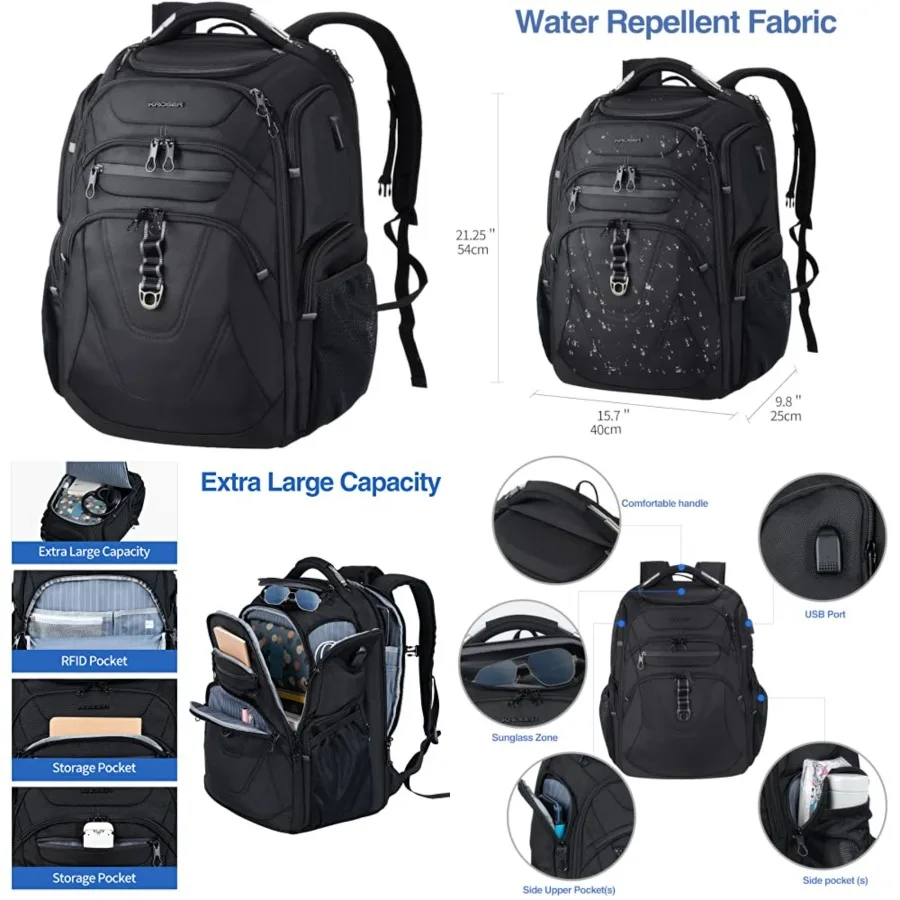TSA Friendly Travel Laptop Backpack XXXL Gaming Backpack Water-Repellent College Daypack Business Backpack with RFID Pockets an
TSA Friendly Travel Laptop Backpack XXXL Gaming Backpack Water-Repellent College Daypack Business Backpack with RFID Pockets an