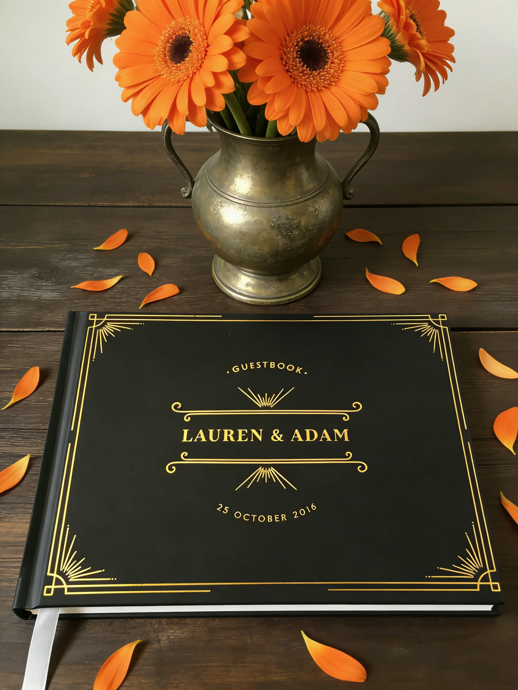 Black Gold Art Deco Wedding Guest Book Real Foil Stamping Luxury Guest Book for Vintage Wedding Ceremony
Black Gold Art Deco Wedding Guest Book Real Foil Stamping Luxury Guest Book for Vintage Wedding Ceremony