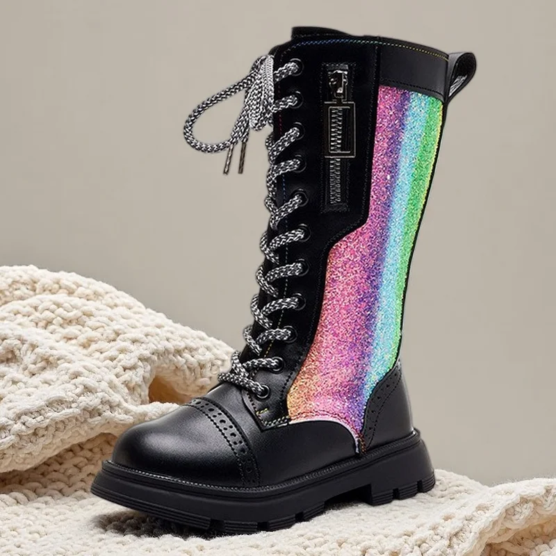 Girls Rainbow Knee High Boots 2026 Fall Winter New Flat Long Boots for Kids Students Colorful Pull On Boots Non-Slip Soft Sole
Girls Rainbow Knee High Boots 2026 Fall Winter New Flat Long Boots for Kids Students Colorful Pull On Boots Non-Slip Soft Sole