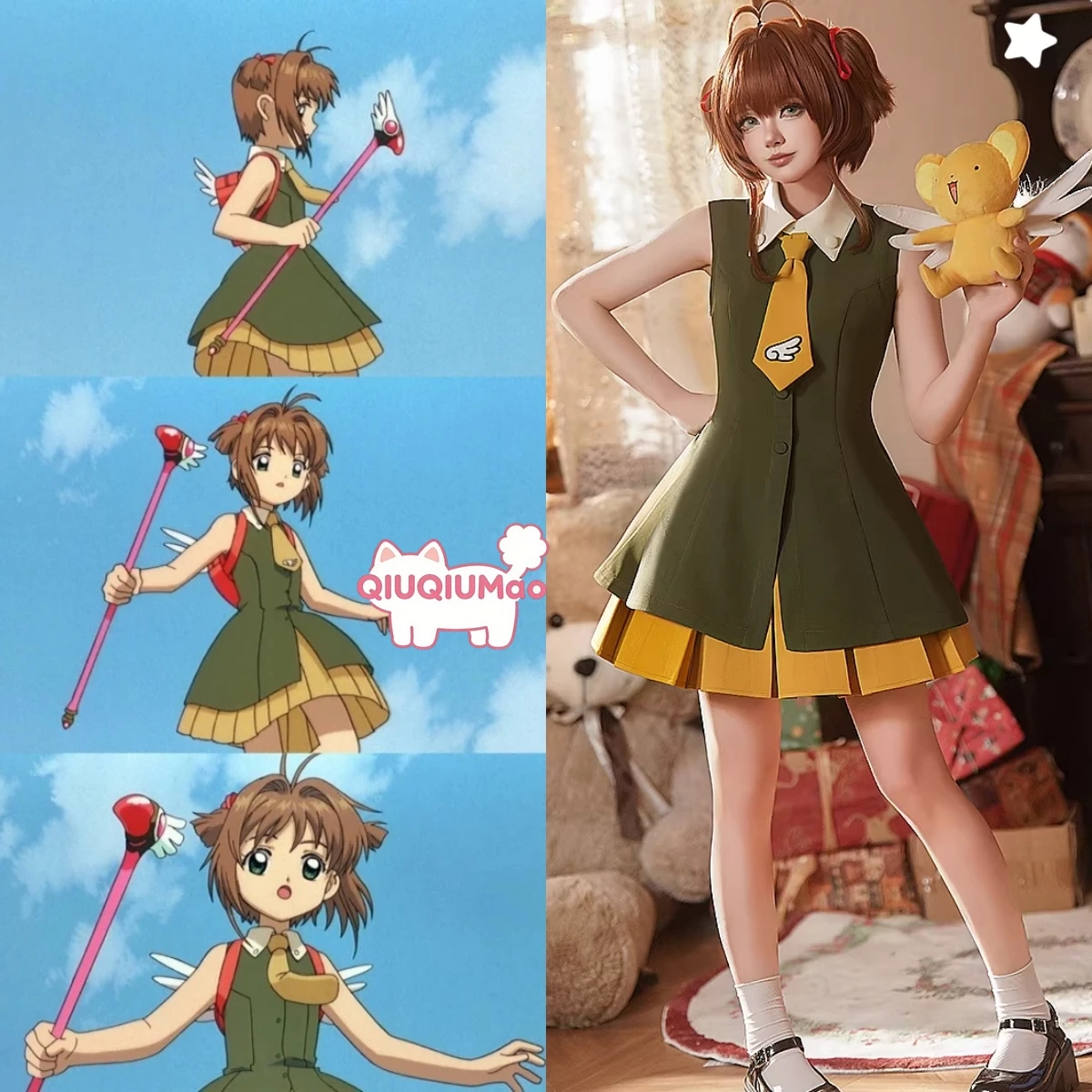 Cardcaptor Sakura Cosplay Journey To Hong Kong Costume Anime Sakura Kinomoto Role Playing Green Dress Outfit for Women Comic Con
Cardcaptor Sakura Cosplay Journey To Hong Kong Costume Anime Sakura Kinomoto Role Playing Green Dress Outfit for Women Comic Con