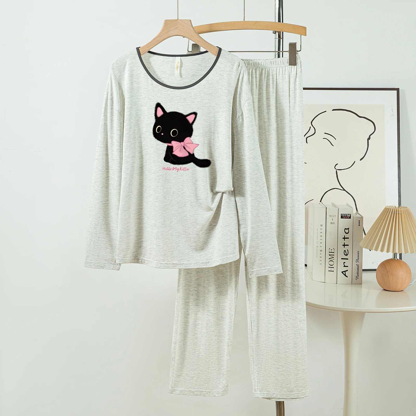 5181-18 Повседневные и удобные пижамы из модального хлопка для женщин, новые весенне-осенние длинные брюки с длинными рукавами, однотонные повседневные
5181-18 Повседневные и удобные пижамы из модального хлопка для женщин, новые весенне-осенние длинные брюки с длинными рукавами, однотонные повседневные