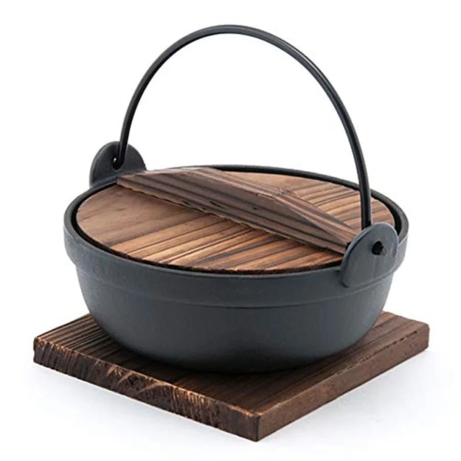 HSSN-PHP675, Japanese Design Cast Iron Nabe Sukiyaki Nabemono Personal Size Hot Pot With Wooden Lid, 28 fl.oz.
HSSN-PHP675, Japanese Design Cast Iron Nabe Sukiyaki Nabemono Personal Size Hot Pot With Wooden Lid, 28 fl.oz.