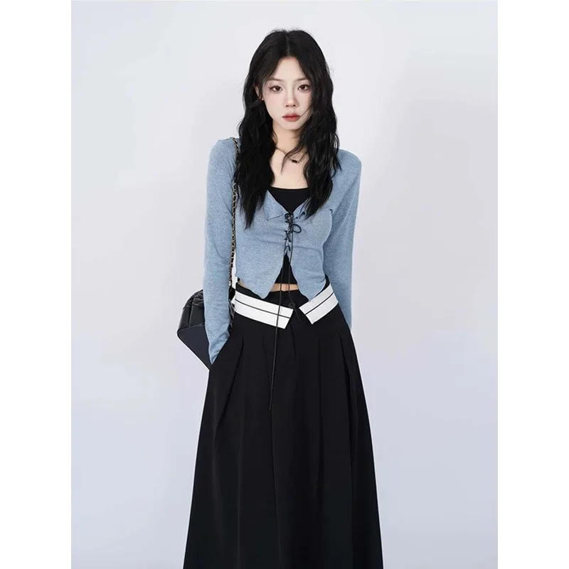Camisole Cardigan High-end Elegant Sexy Strap Top+spliced Large Swing Skirt Spring and Autumn Three Piece Set Womens Outifits
Camisole Cardigan High-end Elegant Sexy Strap Top+spliced Large Swing Skirt Spring and Autumn Three Piece Set Womens Outifits