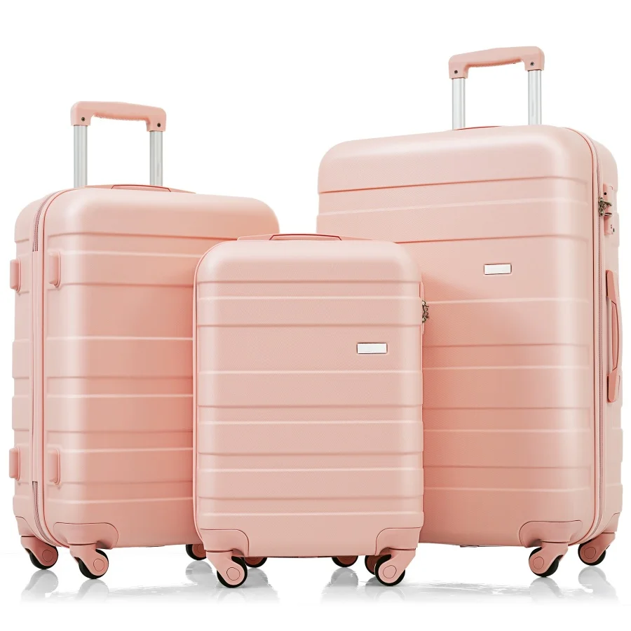 Luggage Sets for Travel: ABS Hardshell, Pink, Lightweight and Durable 3-Piece Hardside Spinner Suitcase Set with TSA Lock and W
Luggage Sets for Travel: ABS Hardshell, Pink, Lightweight and Durable 3-Piece Hardside Spinner Suitcase Set with TSA Lock and W