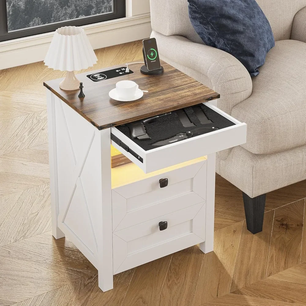 LED Nightstand with Gun Drawer: Bedside Table with Charging Station–Farmhouse Night Stand with Colors Smart Human Sensor Lights
LED Nightstand with Gun Drawer: Bedside Table with Charging Station–Farmhouse Night Stand with Colors Smart Human Sensor Lights