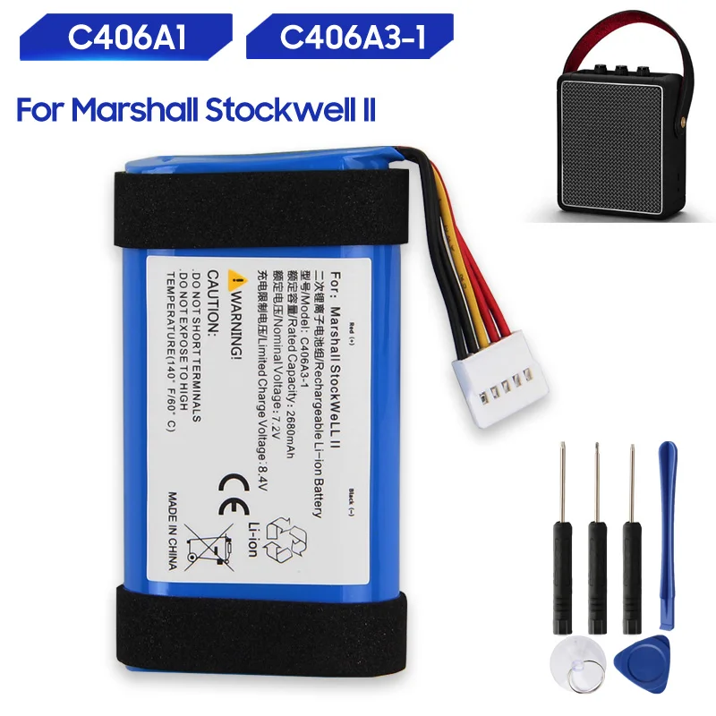 Сменный аккумулятор C406A1 C406A3-1 для Marshall Stockwell II, уличный Bluetooth-динамик 2600 мАч
Сменный аккумулятор C406A1 C406A3-1 для Marshall Stockwell II, уличный Bluetooth-динамик 2600 мАч