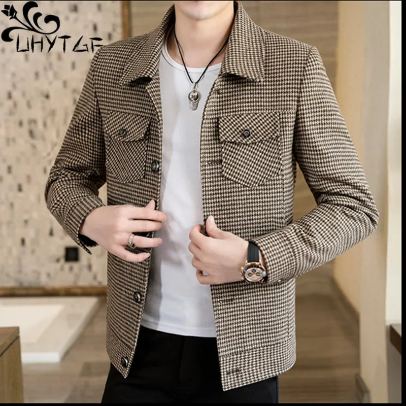 UHYTGF Autumn Winter Wool Jacket Men's Fashion Plaid Casual Male Windbreaker Outerwear Youth Business Men Coat Abrigo Hombre 280
UHYTGF Autumn Winter Wool Jacket Men's Fashion Plaid Casual Male Windbreaker Outerwear Youth Business Men Coat Abrigo Hombre 280
