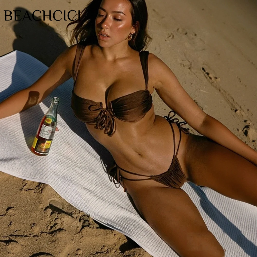 BEACHCICI Женский комплект бикини с разрезом, комплект бикини на шнуровке, сексуальный купальник, на шнуровке, треугольные бикини, однотонный, пляжный купальник
BEACHCICI Женский комплект бикини с разрезом, комплект бикини на шнуровке, сексуальный купальник, на шнуровке, треугольные бикини, однотонный, пляжный купальник
