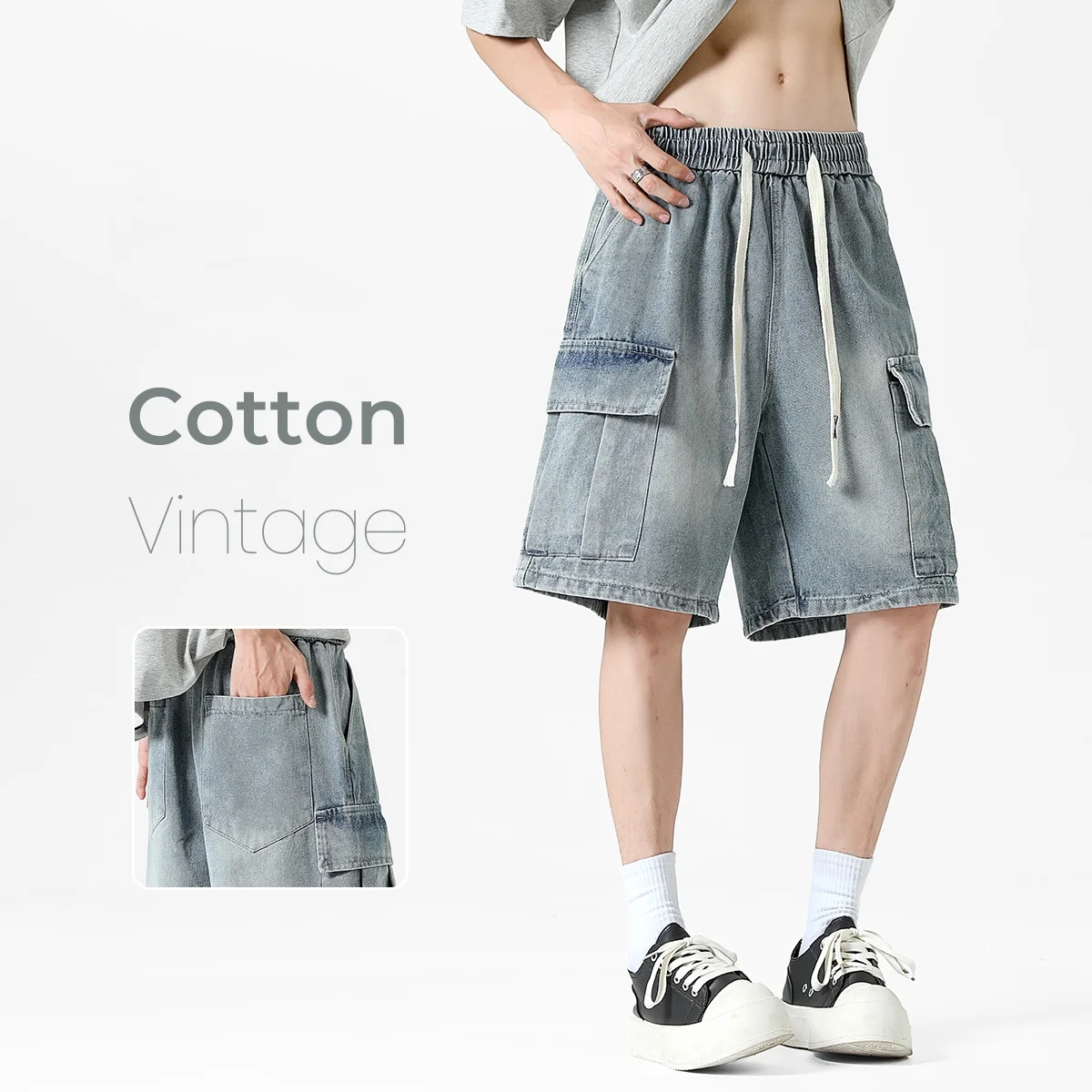 Mens Oversized Denim Shorts Korean Summer Elastic Waist Fashion Baggy Knee-length Cargo Shorts Streetwear Casual Short Jeans
Mens Oversized Denim Shorts Korean Summer Elastic Waist Fashion Baggy Knee-length Cargo Shorts Streetwear Casual Short Jeans