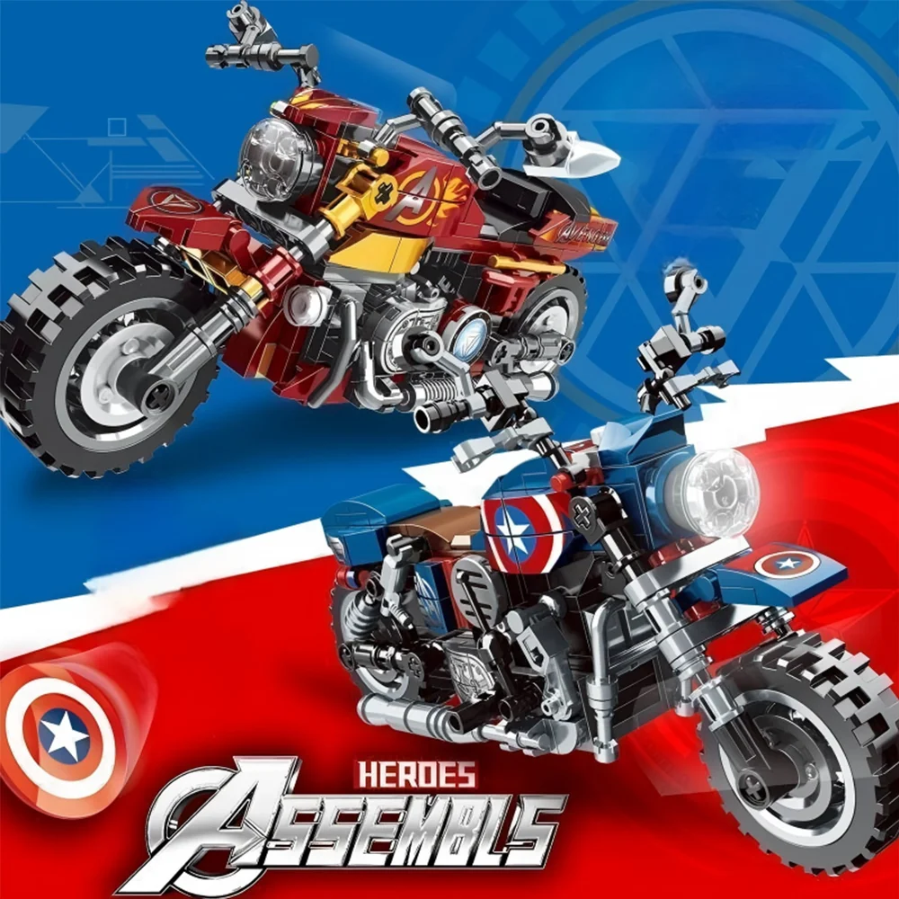 Anime Captain America Motorcycle Building Blocks Iron Man modelsmotorcycle model Avengers Superhero Toy Construction Sets Gift
Anime Captain America Motorcycle Building Blocks Iron Man modelsmotorcycle model Avengers Superhero Toy Construction Sets Gift
