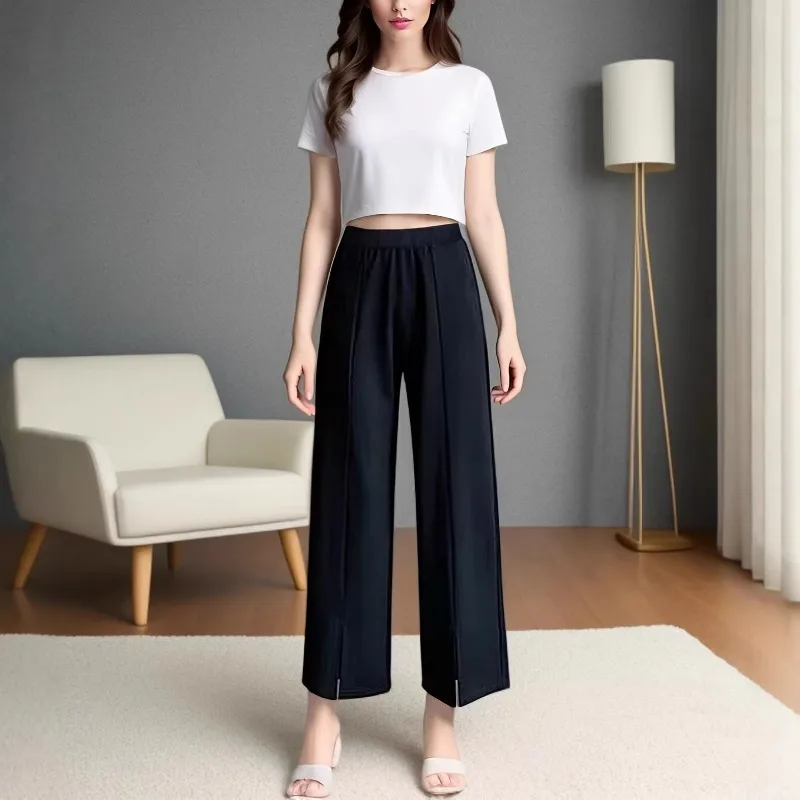 Four-season Style Front Hem Trousers Slit Nine-tenths Loose Which Looks Slimmer High Waist Sense Drape Casual Straight-leg Women
Four-season Style Front Hem Trousers Slit Nine-tenths Loose Which Looks Slimmer High Waist Sense Drape Casual Straight-leg Women