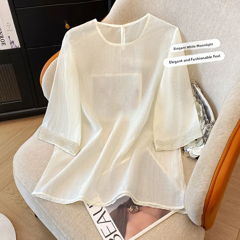 Retro Chinese Sle round Ne See tough Long Sve T irt Beaded Cuff Versatile Slimming Top for Women Commute Wear
Retro Chinese Sle round Ne See tough Long Sve T irt Beaded Cuff Versatile Slimming Top for Women Commute Wear