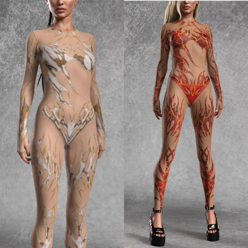 Women Skin Body Painted Sexy Tights Adults 3D Digital Fire Printing Halloween Party Dance Dress Up Outfit Jumpsuit
Women Skin Body Painted Sexy Tights Adults 3D Digital Fire Printing Halloween Party Dance Dress Up Outfit Jumpsuit