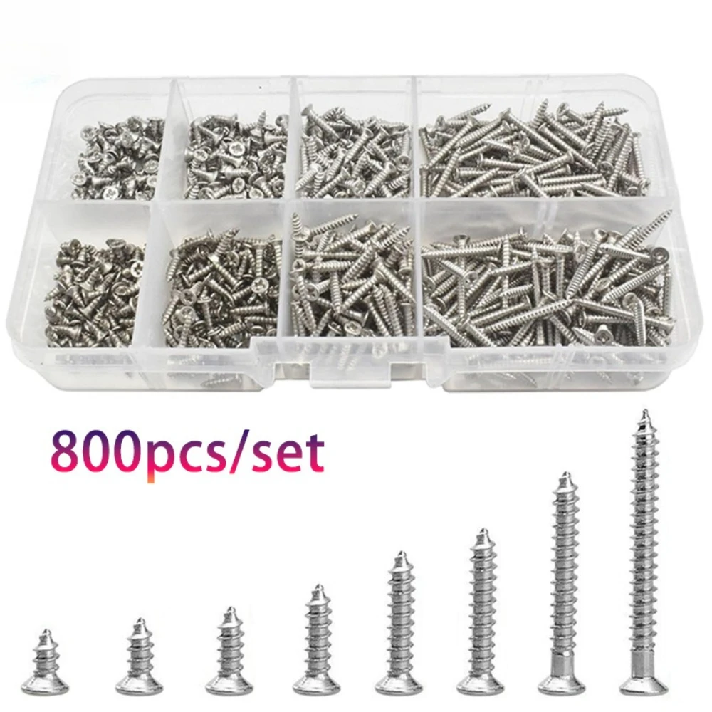 800pcs Stainless Steel M2 Screws Cross Countersunk Self-tapping Screw Set Carbon Steel 4-20mm Cross Self-tapping Screws Fastener
800pcs Stainless Steel M2 Screws Cross Countersunk Self-tapping Screw Set Carbon Steel 4-20mm Cross Self-tapping Screws Fastener