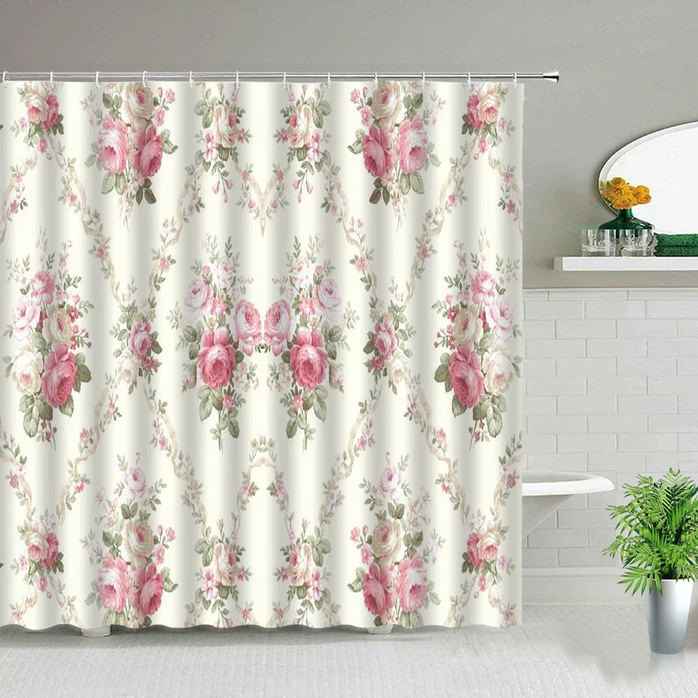 Pink Rose Shower Curtain Floral Green Plant Leaf Landscape Polyester Fabric Hanging Curtains Bathroom Decoration Set With Hook
Pink Rose Shower Curtain Floral Green Plant Leaf Landscape Polyester Fabric Hanging Curtains Bathroom Decoration Set With Hook
