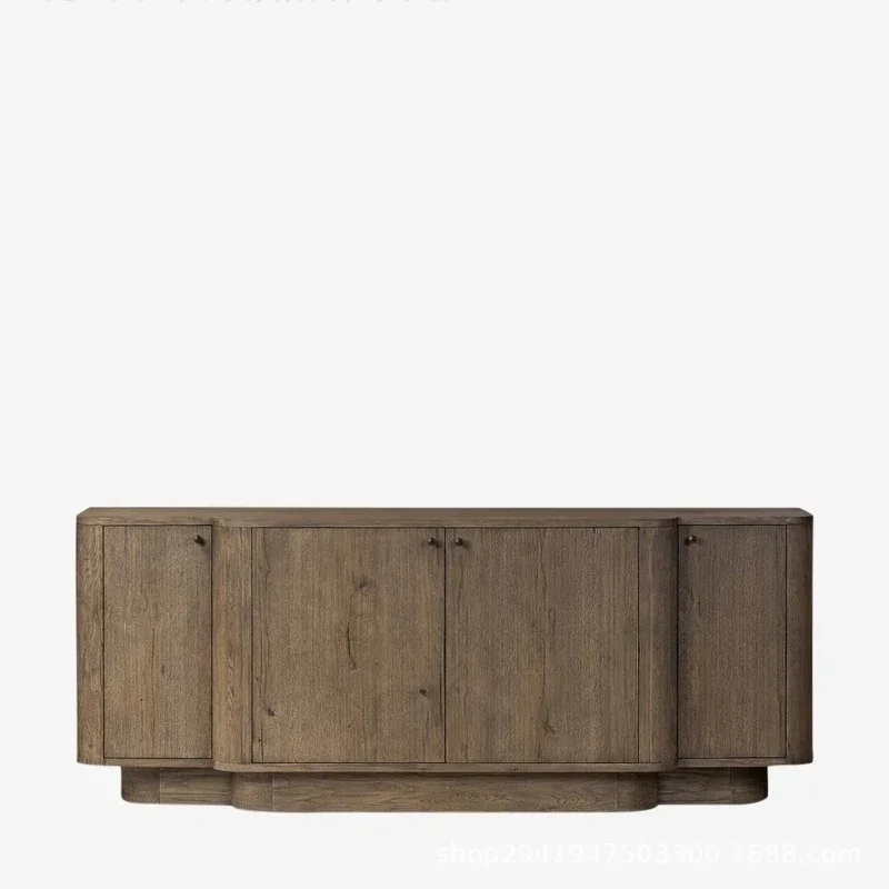 American retro curved solid wood TV cabinet, living room against the wall bed and breakfast locker, tea cabinet 
American retro curved solid wood TV cabinet, living room against the wall bed and breakfast locker, tea cabinet