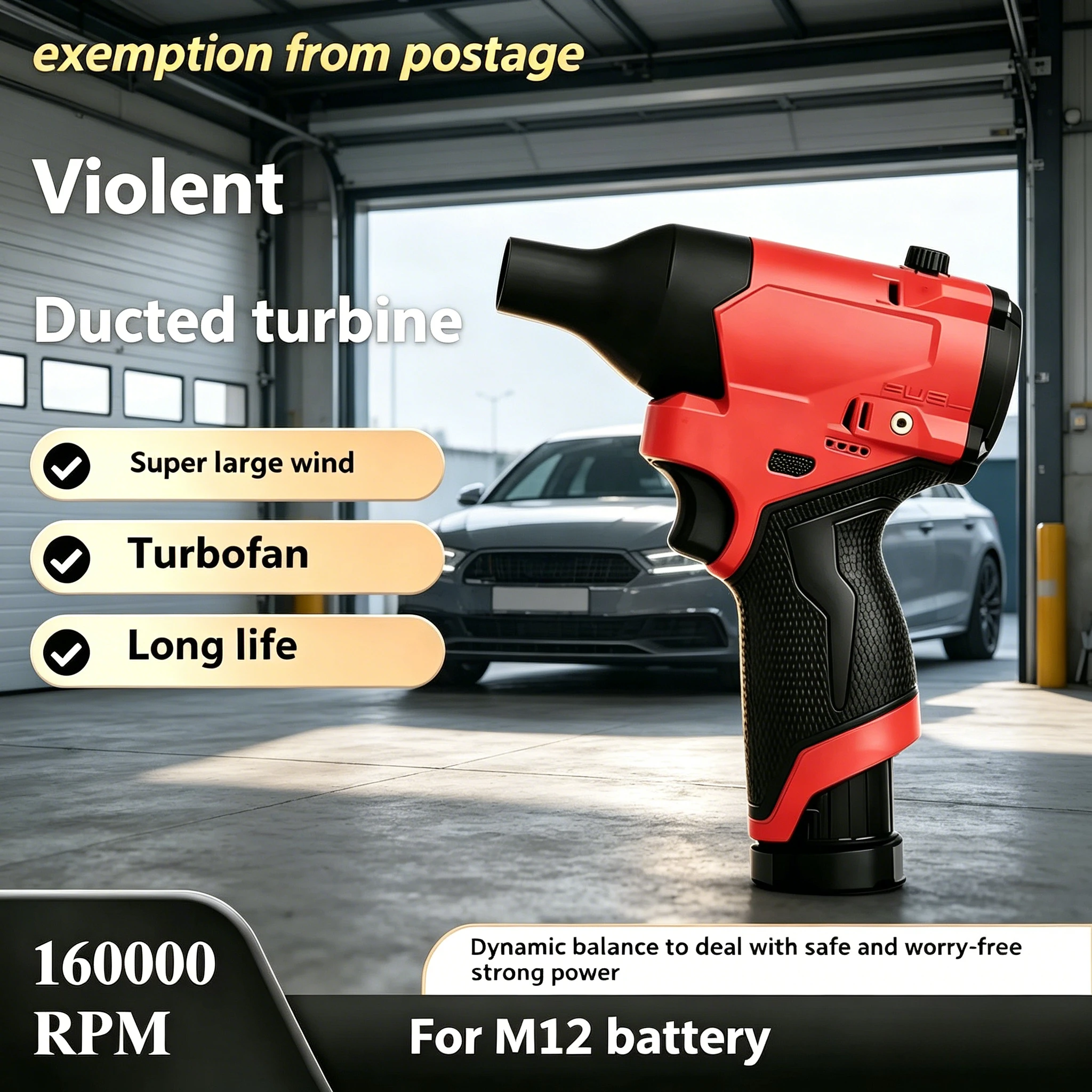 Cordless High-Power Jet Fan for Milwaukee M12, 160000RPM Air Blower for Motorcycle & Car Wash Waterless Cleaning
Cordless High-Power Jet Fan for Milwaukee M12, 160000RPM Air Blower for Motorcycle & Car Wash Waterless Cleaning