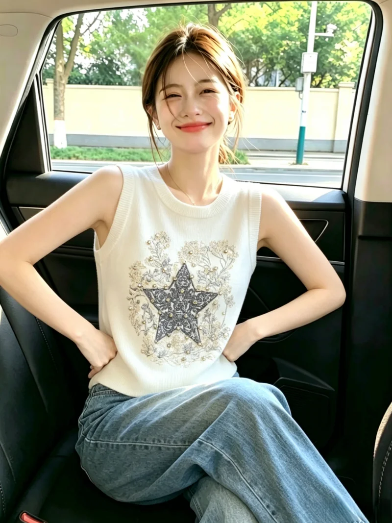 Heavy Embroidery Rhinestone Sleeveless Vest Women's Summer Versatile Slimming Shoulder Pad Top Korean Style Straight Cut Silk
Heavy Embroidery Rhinestone Sleeveless Vest Women's Summer Versatile Slimming Shoulder Pad Top Korean Style Straight Cut Silk